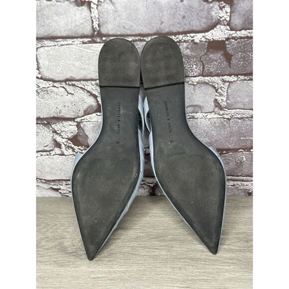 Charles Keith Blue Leather Pointed Toe Flats Mules Shoes Women Sz 38EU/7.5M US - Picture 8 of 16